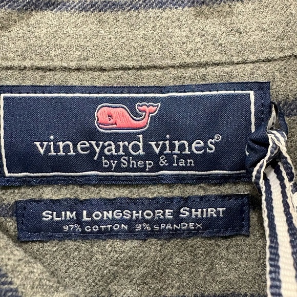Vineyard Vines Blue and Gray Striped Men's Shirt - Picture 2 of 6